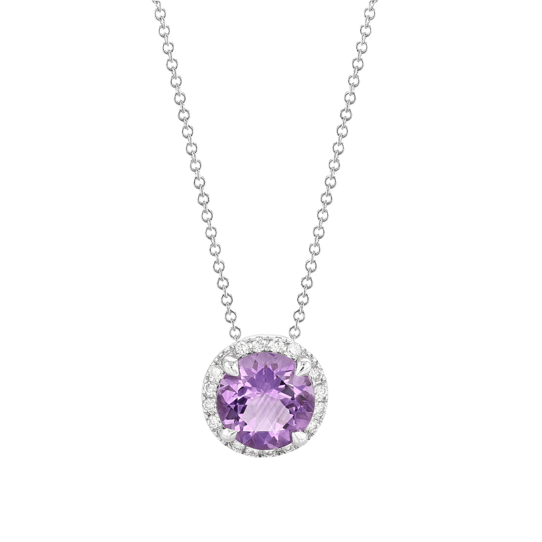 Lisette 18k Gold Amethyst 1.06 Total Weight and Diamond Pendant