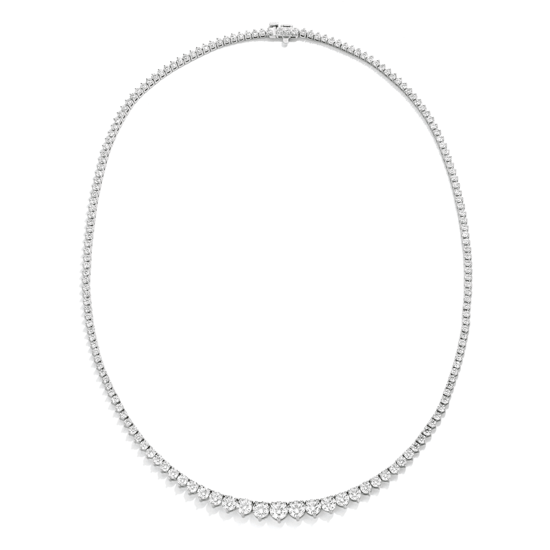18k Gold and 10.17 Total Weight Natural Diamond Riviera 17 Inch Necklace