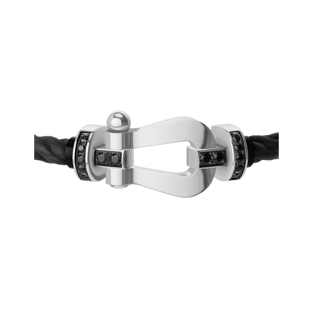 FRED FORCE 10 Black Cable with 18k White LG Buckle Half Black Diamond, Exclusively at Hamilton Jewelers