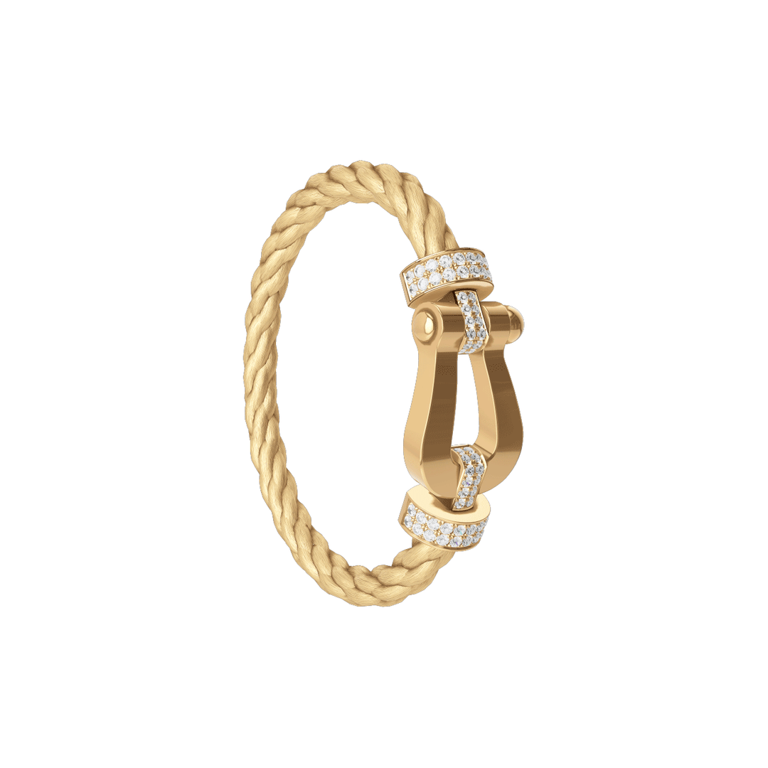 FRED Force 10 Gold Cord 18k Yellow Gold EXLG Half Pave Diamond Buckle Exclusively Hamilton Jewelers