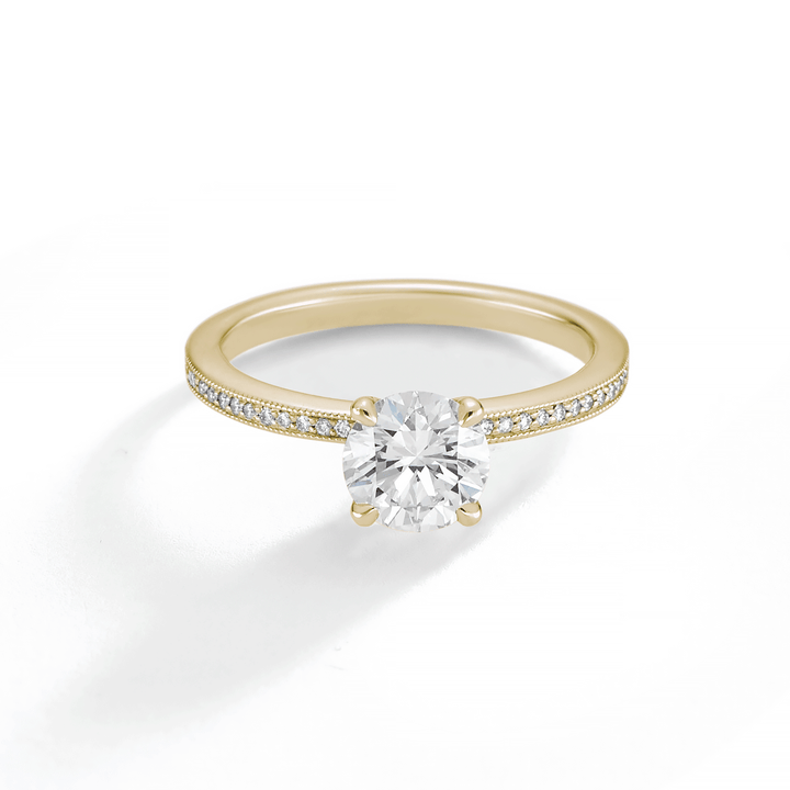 1912 18k Yellow Gold and Diamond Engagement Mounting Ring