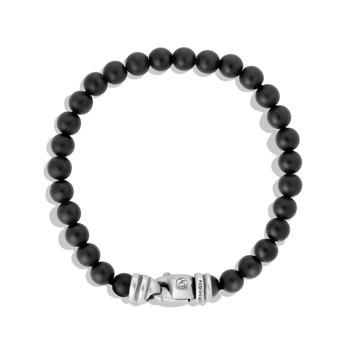 David Yurman Spiritual Beads Bracelet Sterling Silver with Black Onyx, 6mm