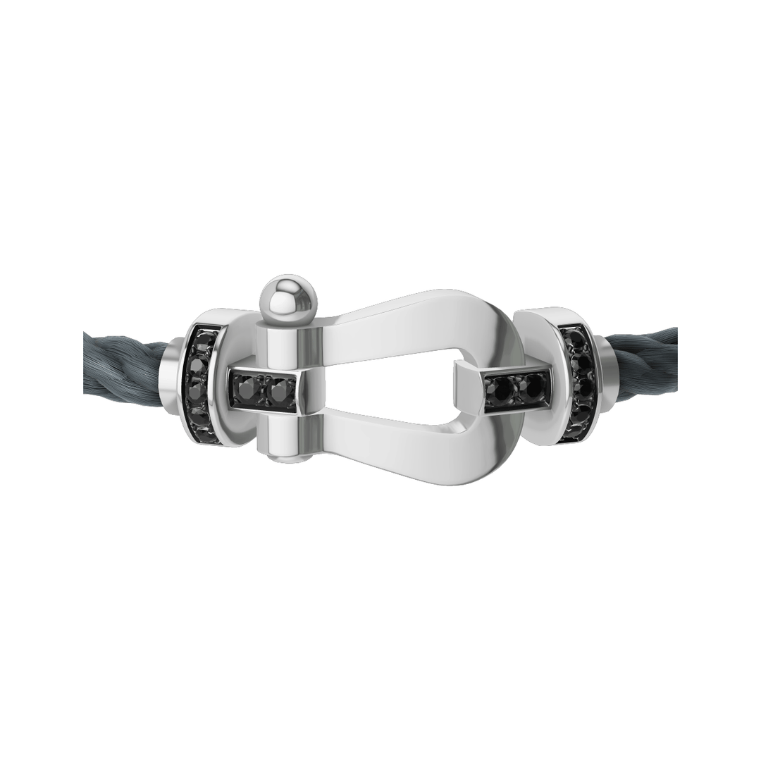 FRED Force 10 Storm Grey Cable with 18k White LG Buckle Half Black Diamond, Exclusively at Hamilton Jewelers
