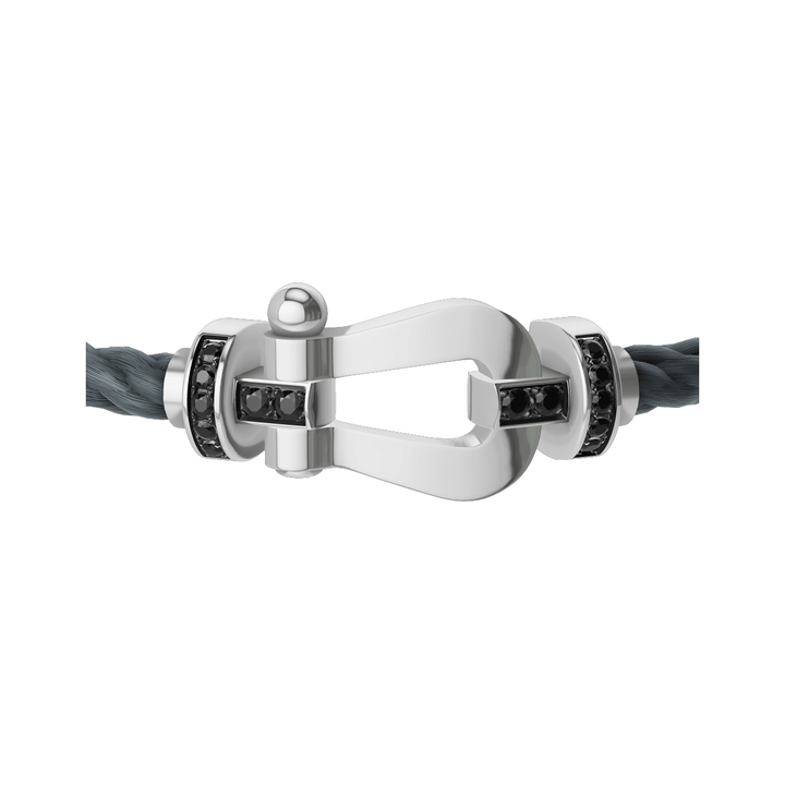 FRED Force 10 Storm Grey Cable with 18k White LG Buckle Half Black Diamond, Exclusively at Hamilton Jewelers