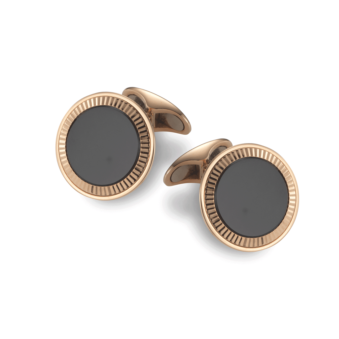 18k Rose Gold and Black Onyx Cufflinks