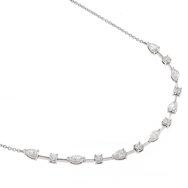 18k White Gold and Mixed Shape Diamond Necklace