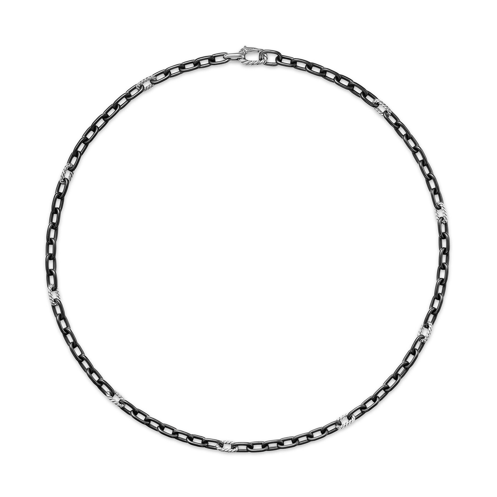 David Yurman DY Madison® Chain Necklace Black Titanium with Sterling Silver