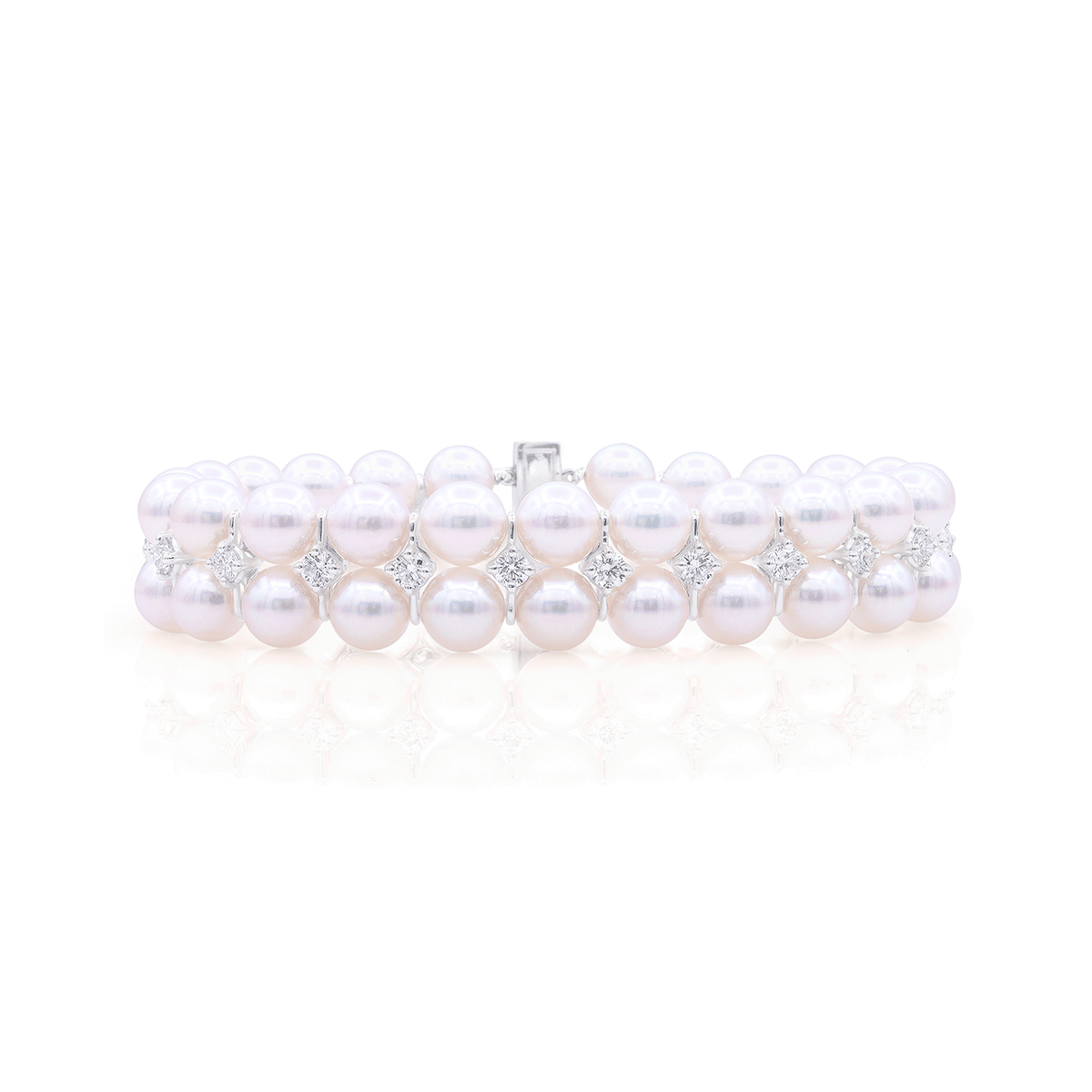 Platinum Cultured Pearl and 2.48 Total Weight Diamond Bracelet