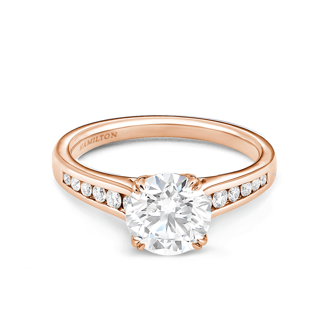 Hamilton Cherish Collection 18k Rose Gold and 0.21 Total Weight Diamond Channel Set Mounting Ring