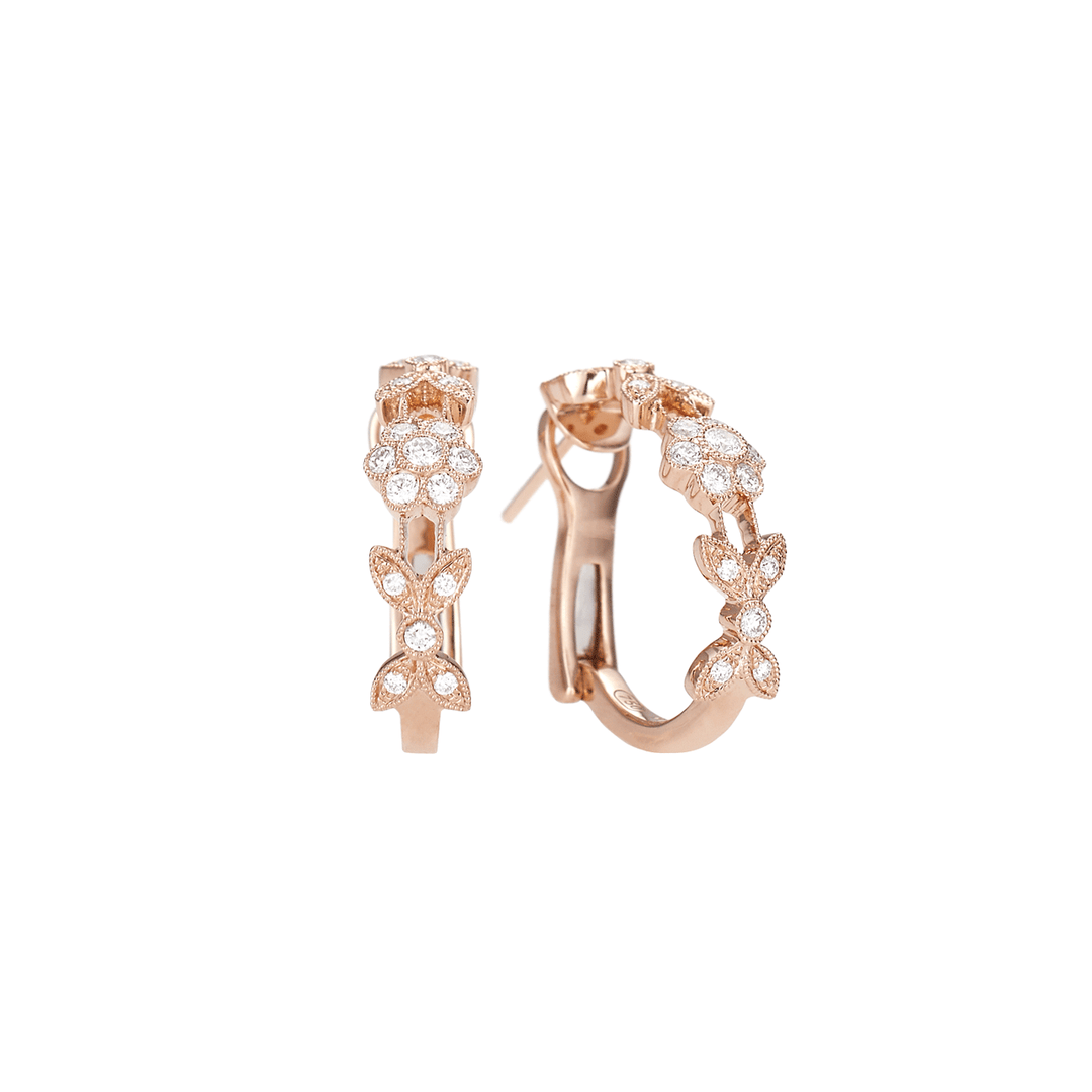 Heritage 18k Rose Gold and Diamond .20 Total Weight Huggie Earrings