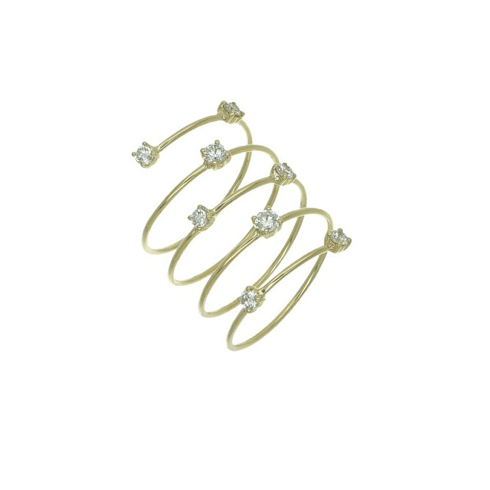 18k Yellow Gold and 1.05 Total Weight Diamond Coil Ring