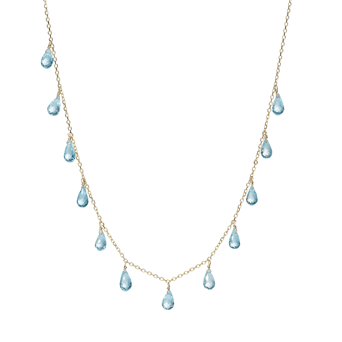 Calypso 14k Gold Blue Topaz Drop Necklace
