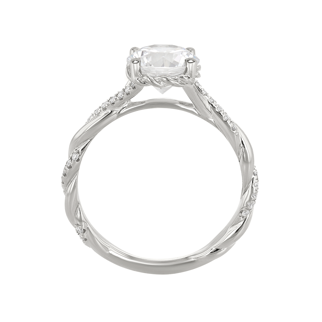 Platinum and 1.51 Total Weight Round Diamond Half Twist Engagement Ring