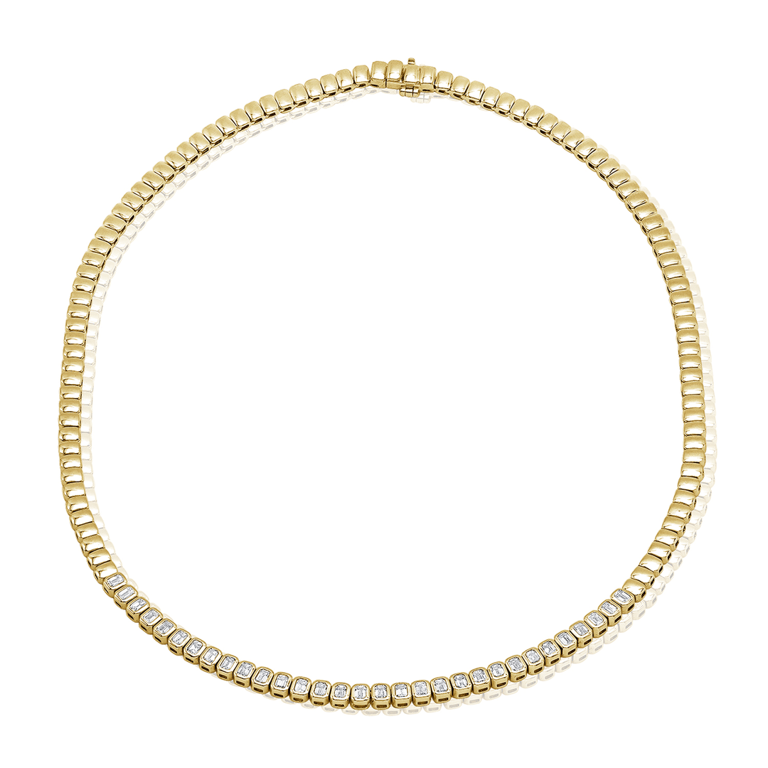 14k Yellow Gold and 2.51 Total Weight Diamond Bezel Necklace