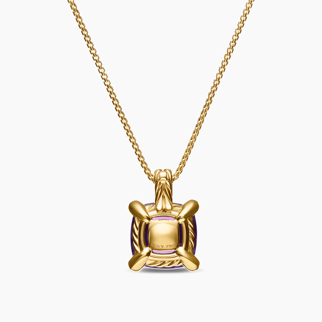 David Yurman Chatelaine Pendant Necklace 18k Yellow Gold with Amethyst and Diamonds, 11mm
