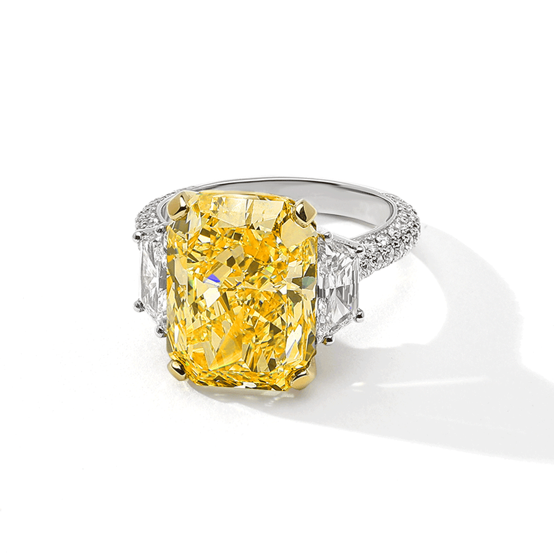 Hamilton Private Reserve Collection Platinum 18k Yellow Gold 10.13 Total Weight Fancy Yellow Diamond Ring