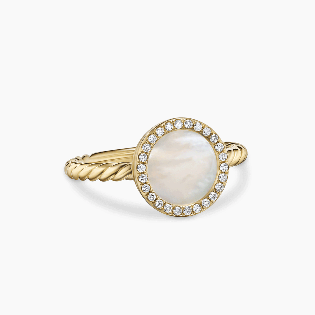 David Yurman Petite DY Elements 18k Yellow Gold with Mother of Pearl and Diamonds, 11.3mm