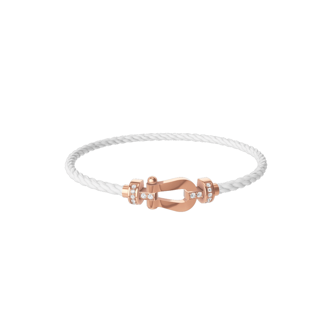 FRED Force 10 White Cord with 18k Rose Half Diamond MD Buckle, Exclusively at Hamilton Jewelers