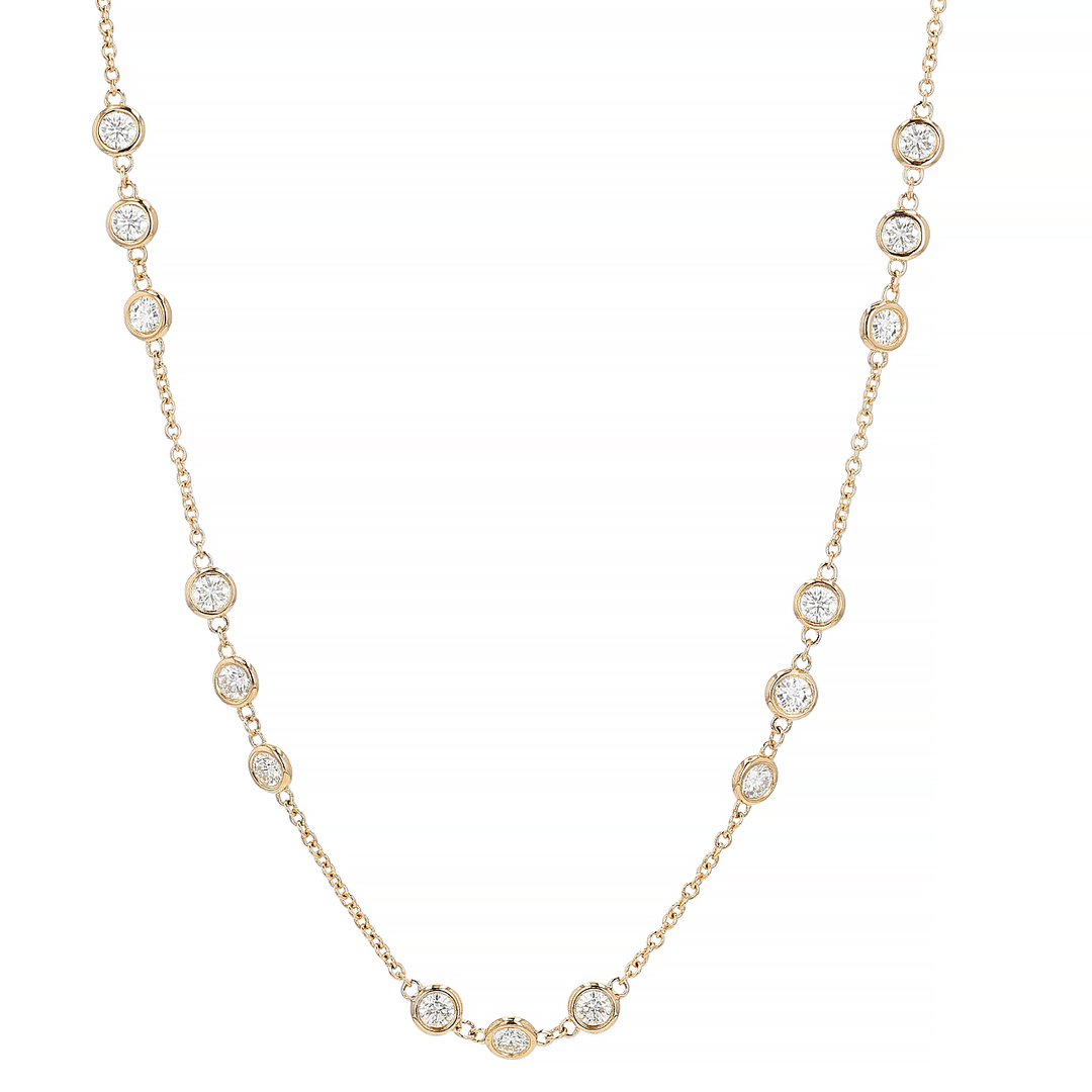 14k Yellow Gold Diamonds By The Yard 2.72 Total Weight Necklace