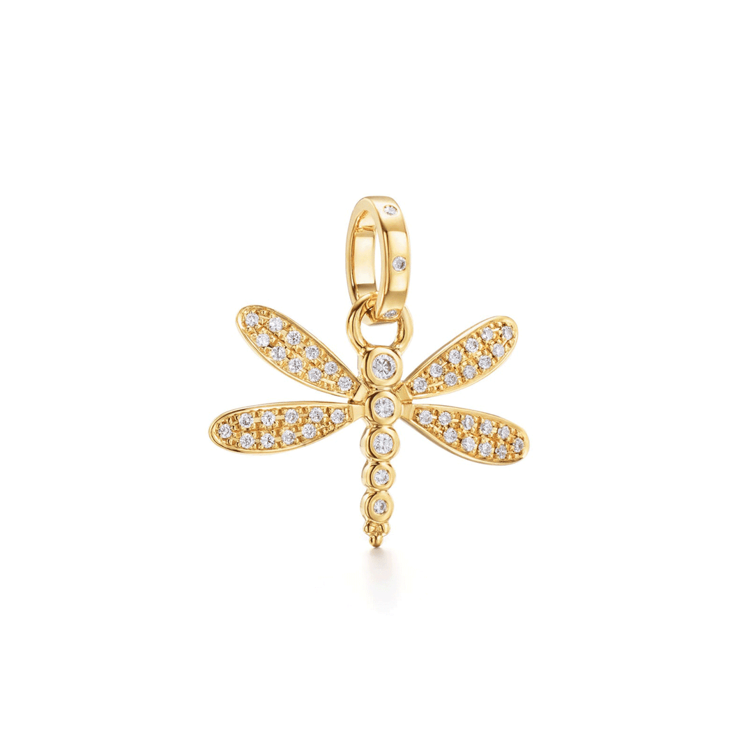 Temple St. Clair 18k Yellow Gold Diamond Dragonfly Pendant