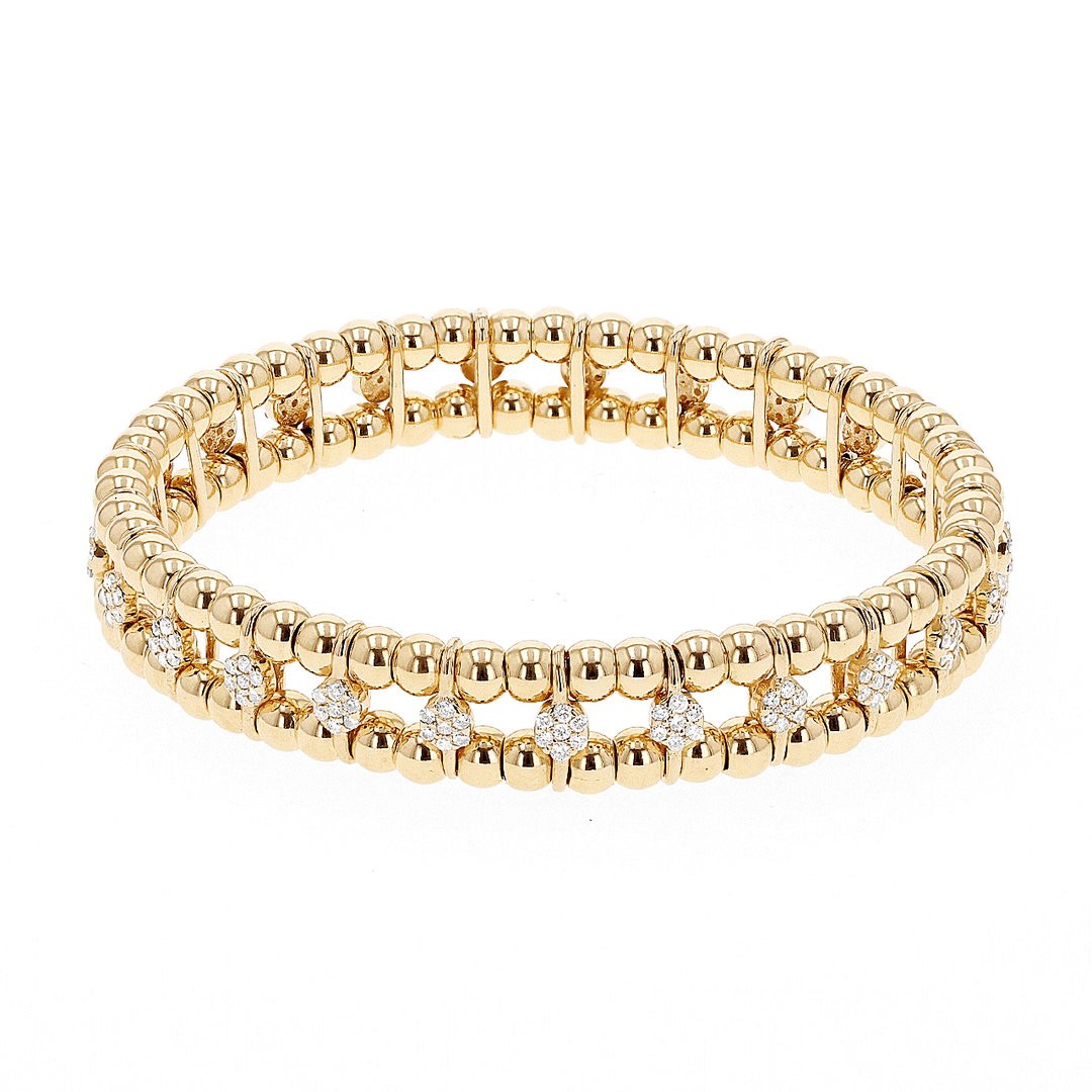 18k Yellow Gold and Diamond 1.10 Total Weight Stretch Bracelet