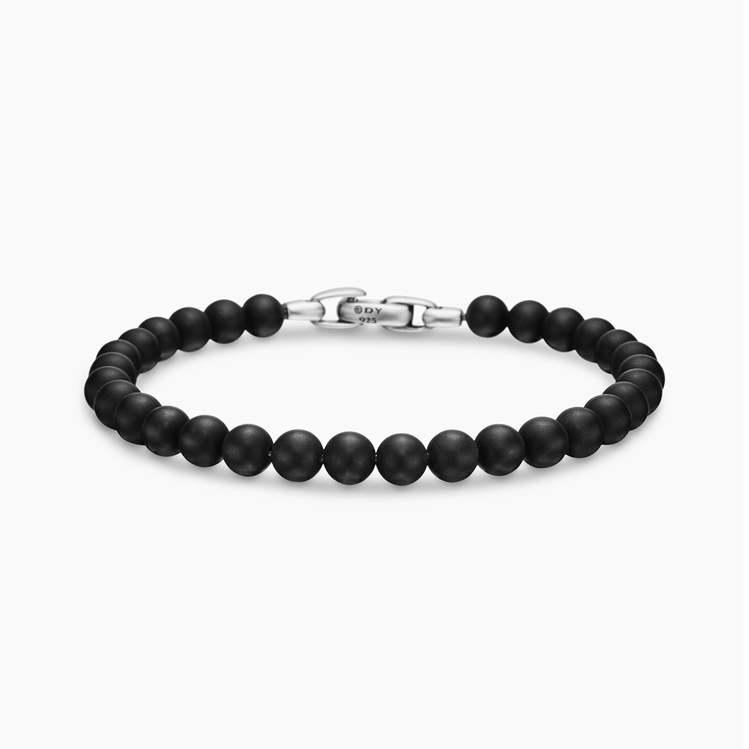 David Yurman Spiritual Beads Bracelet Sterling Silver with Black Onyx, 6mm