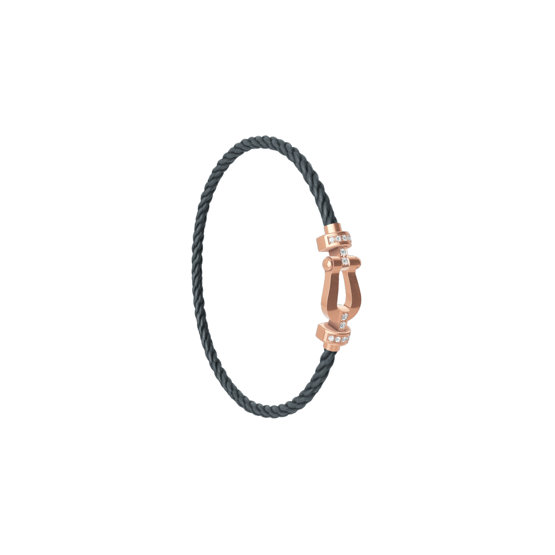 FRED Force 10 Storm Grey Cord 18k Rose Half Diamond MD Buckle, Exclusively at Hamilton Jewelers