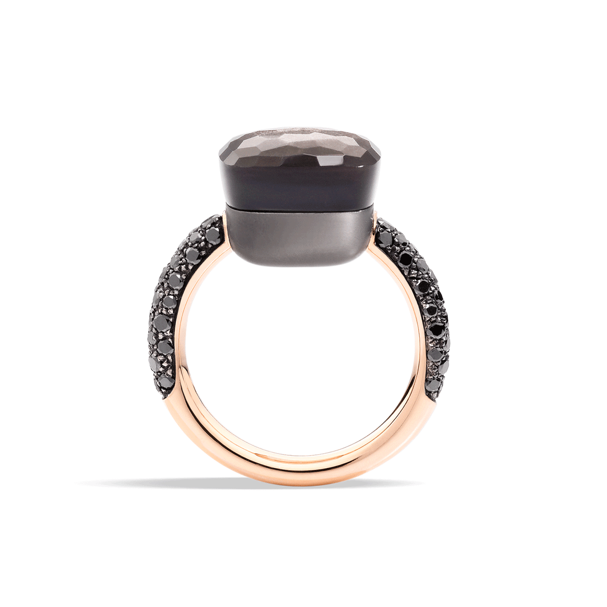 Pomellato Nudo Classic 18k Rose Black Gold Obsidian and Black Diamond Ring