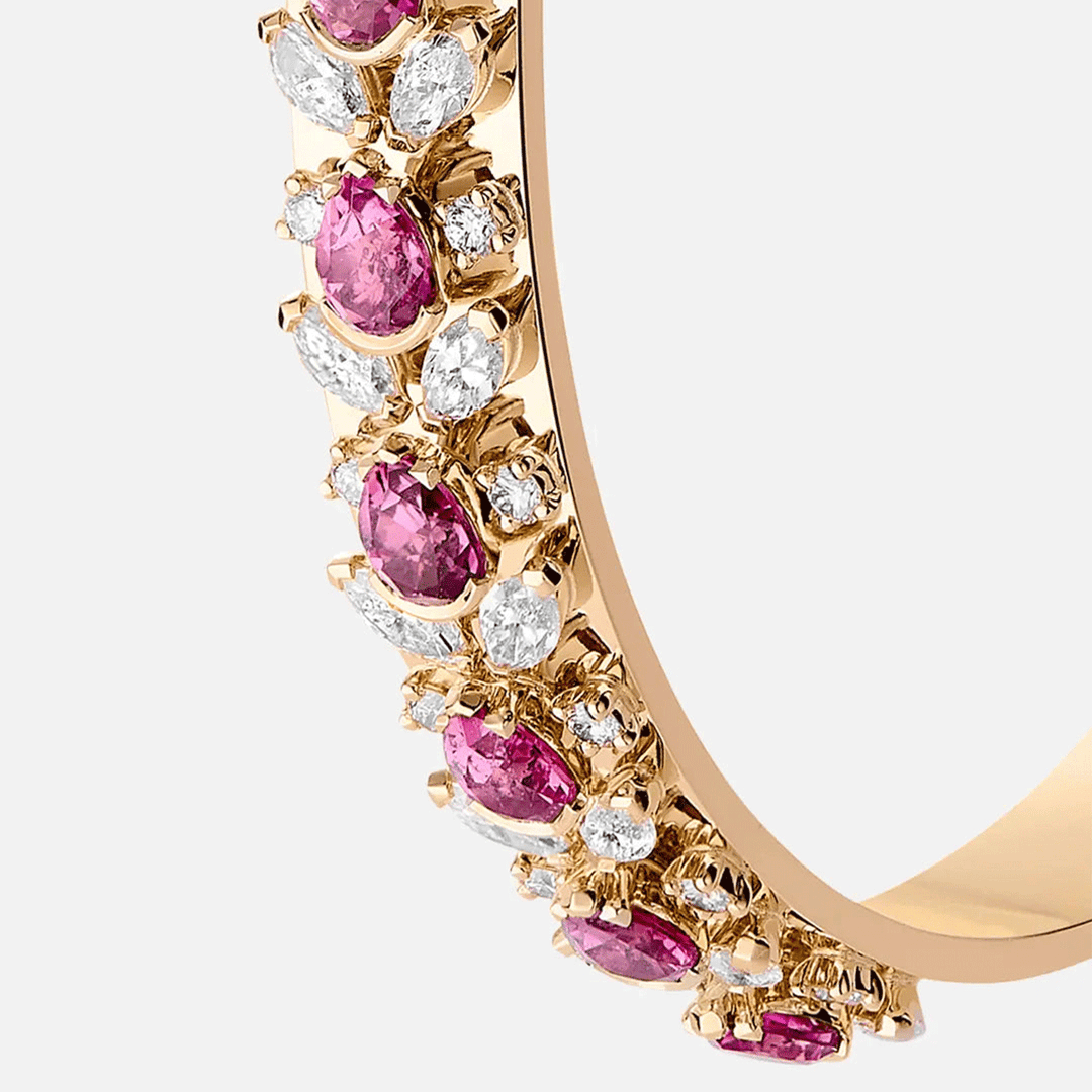 Nouvel Heritage 18k Yellow Gold Mood The Butterfly Keeper Diamond and Pink Tourmaline Bangle