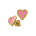 Children's 14k Yellow Gold and Pink Enamel Heart Earrings