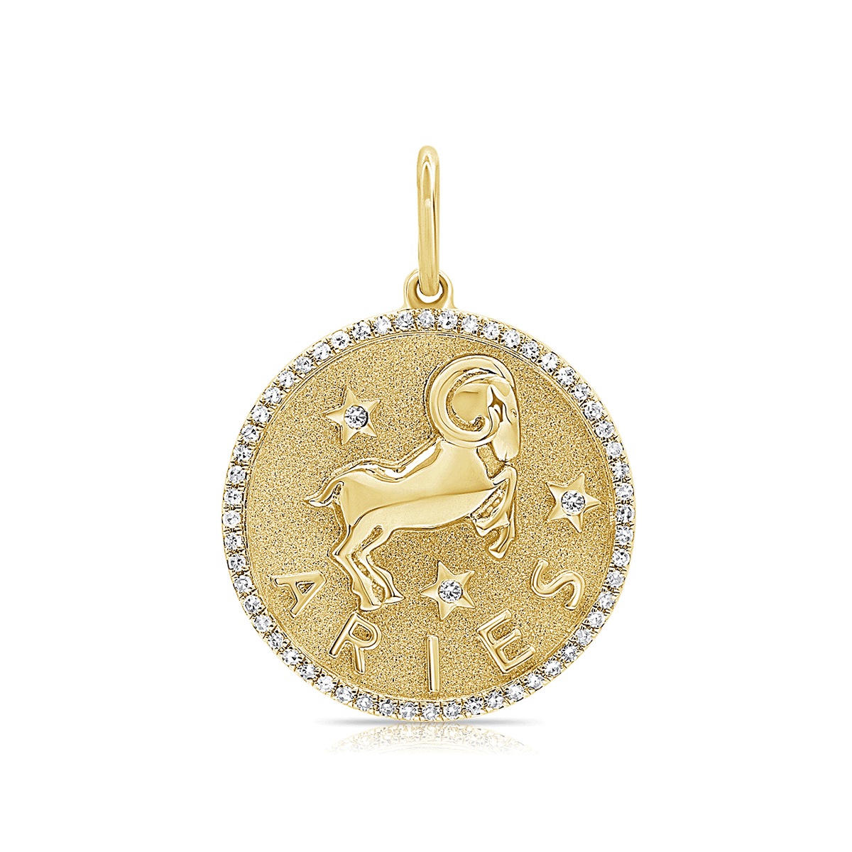 14k Yellow Gold Zodiac Aries Diamond Charm