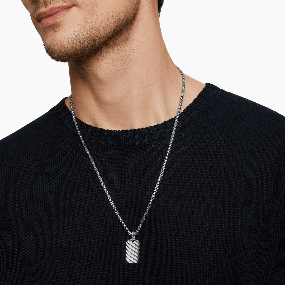 David Yurman Sculpted Cable Tag in Sterling Silver