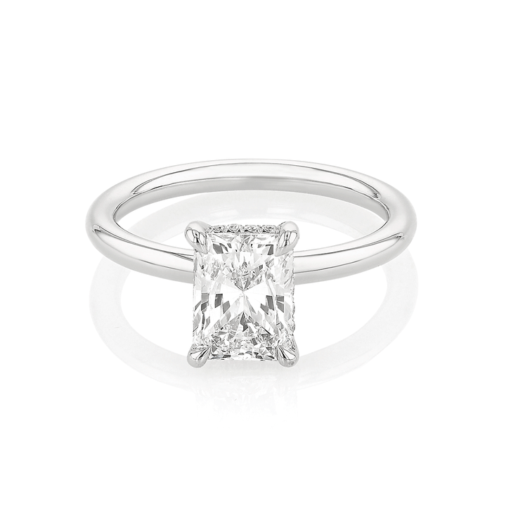 Hamilton Silhouette Platinum and 1.51 Total Weight Radiant Cut Diamond Engagement Ring