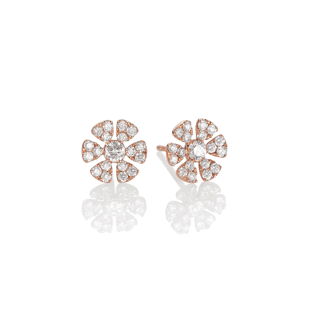 Fleur 18k Rose Gold and .51 Total Weight Diamond Earrings