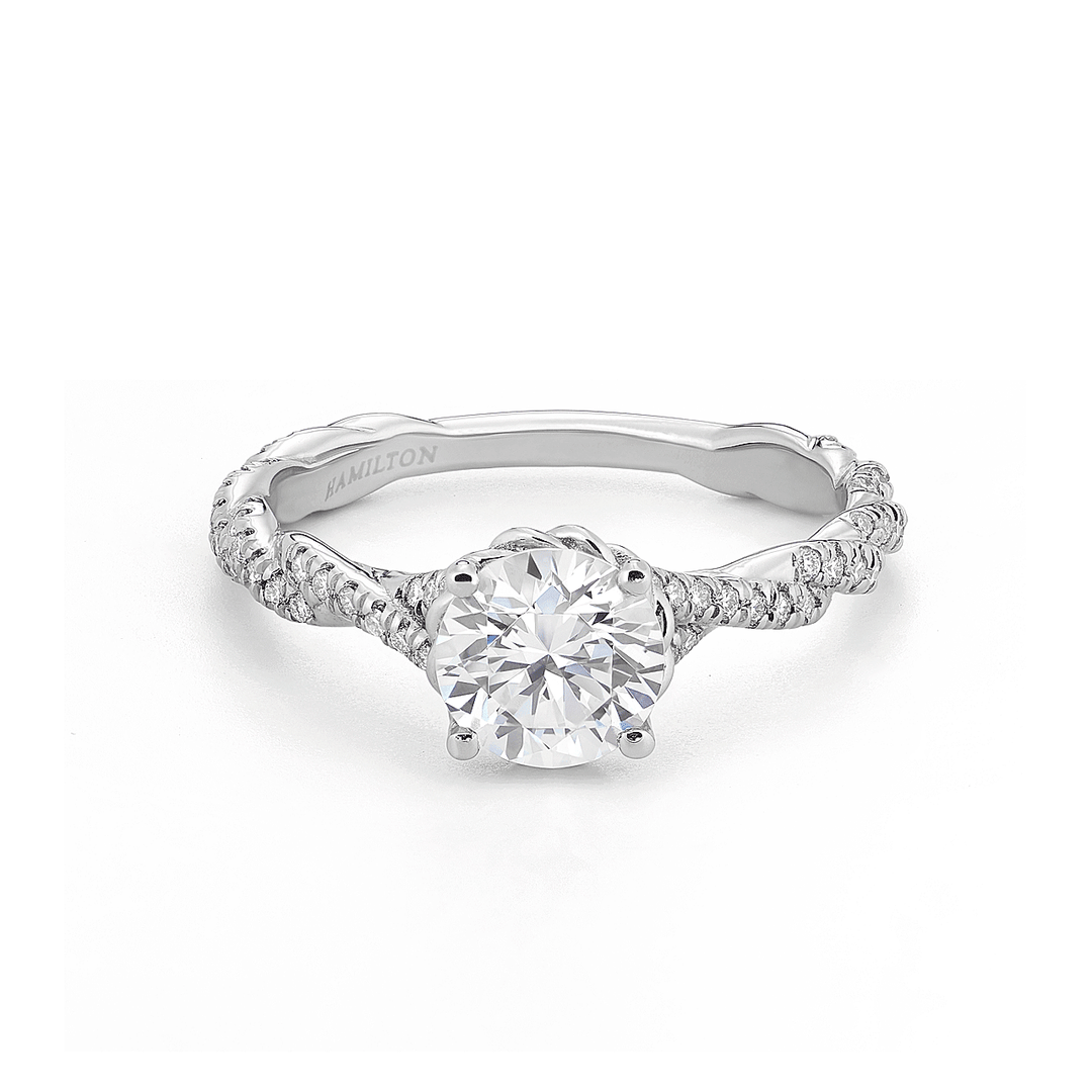 Platinum Twist 1.40CT Round Diamond Engagement Ring GIA Certified