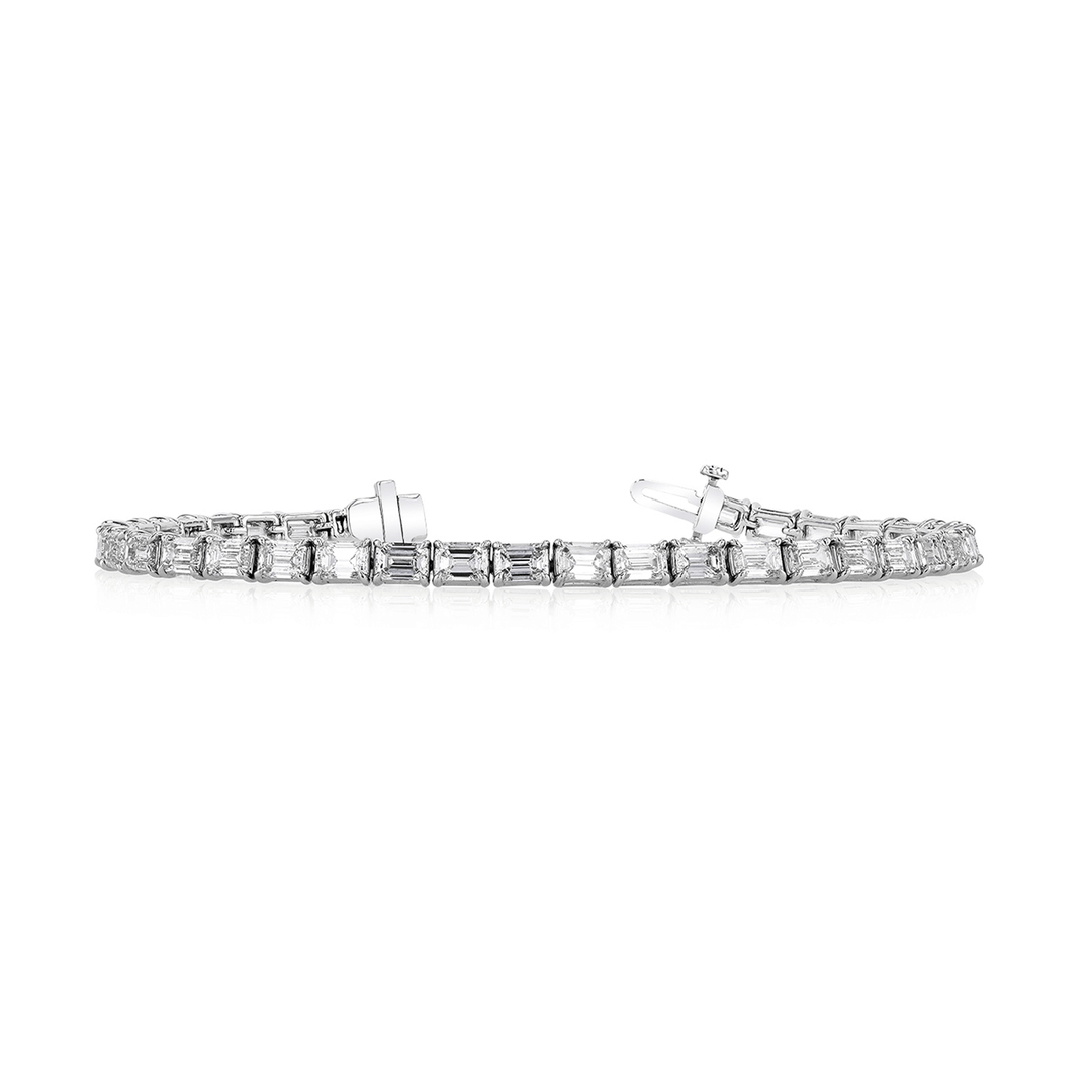 Hamilton Line Collection Platinum and 9.46 Total Weight Emerald Cut Natural Diamond Line Bracelet