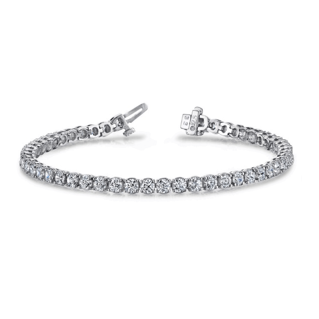 14k White Gold and 9.00 Total Weight Diamond Line Bracelet