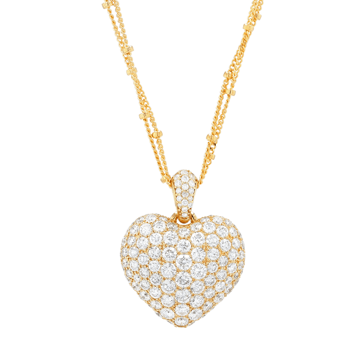 18k Yellow Gold and Diamond 2.80 Total Weight Heart Pendant