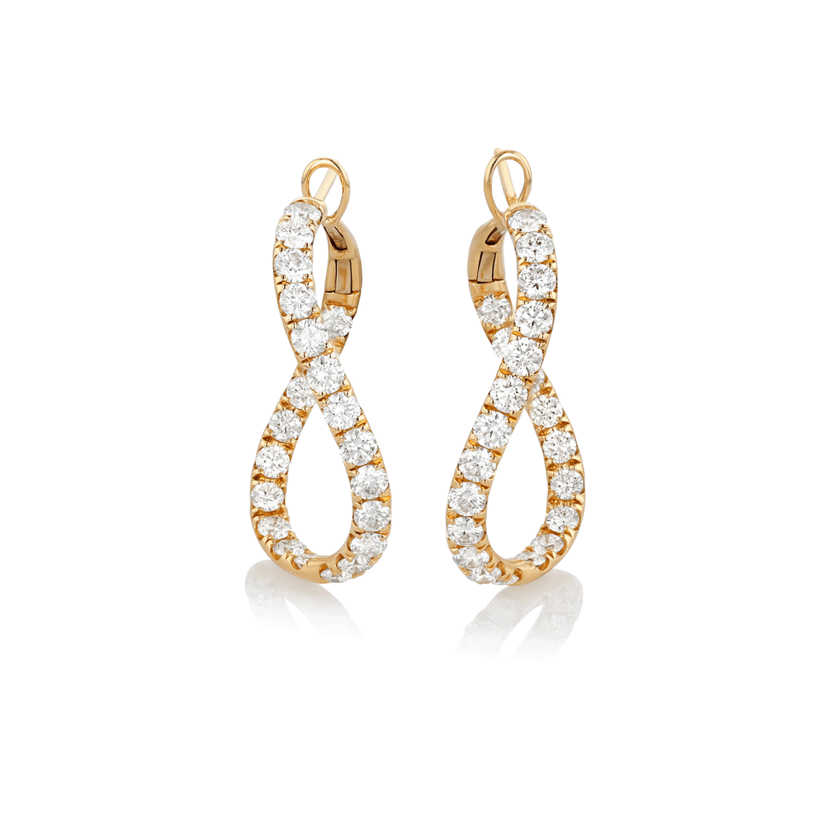 18k Yellow Gold and Diamond 3.08 Total Weight 30mm In and Out Hoops