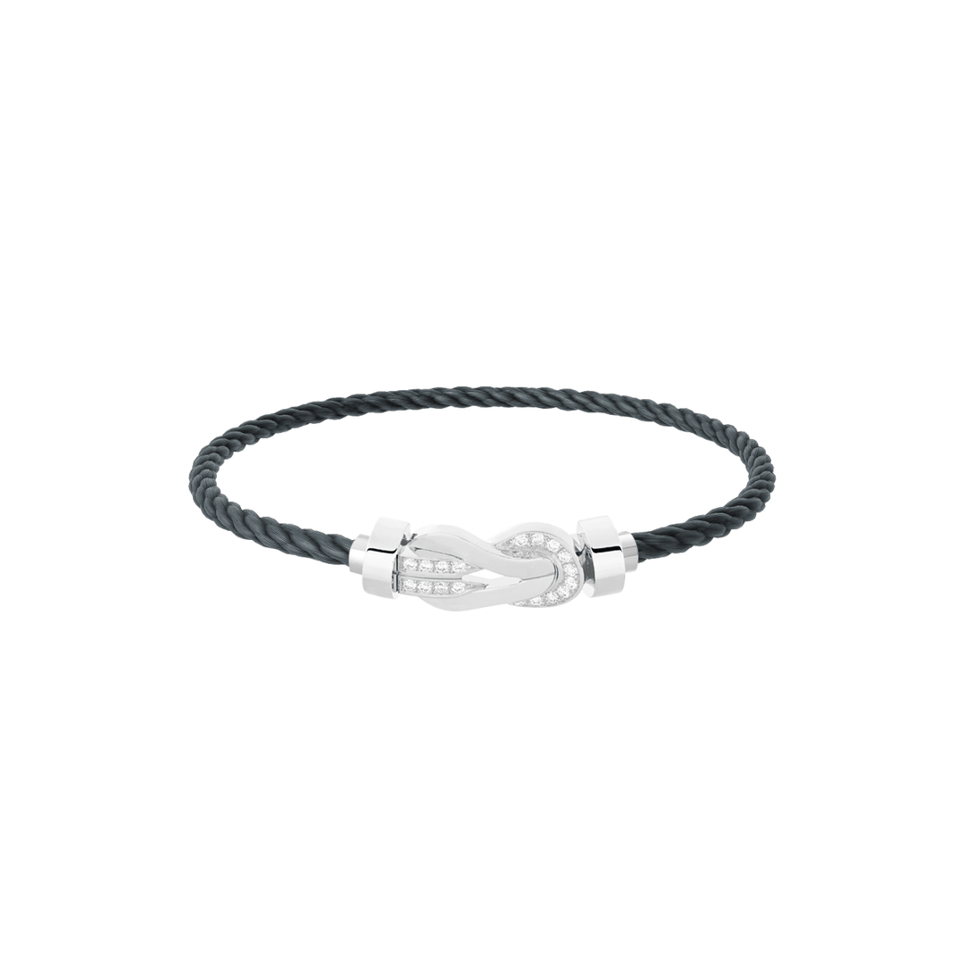 FRED Storm Grey Cord 18k White Gold MD Half Diamond Chance Infinie Buckle, Exclusively at Hamilton Jewelers