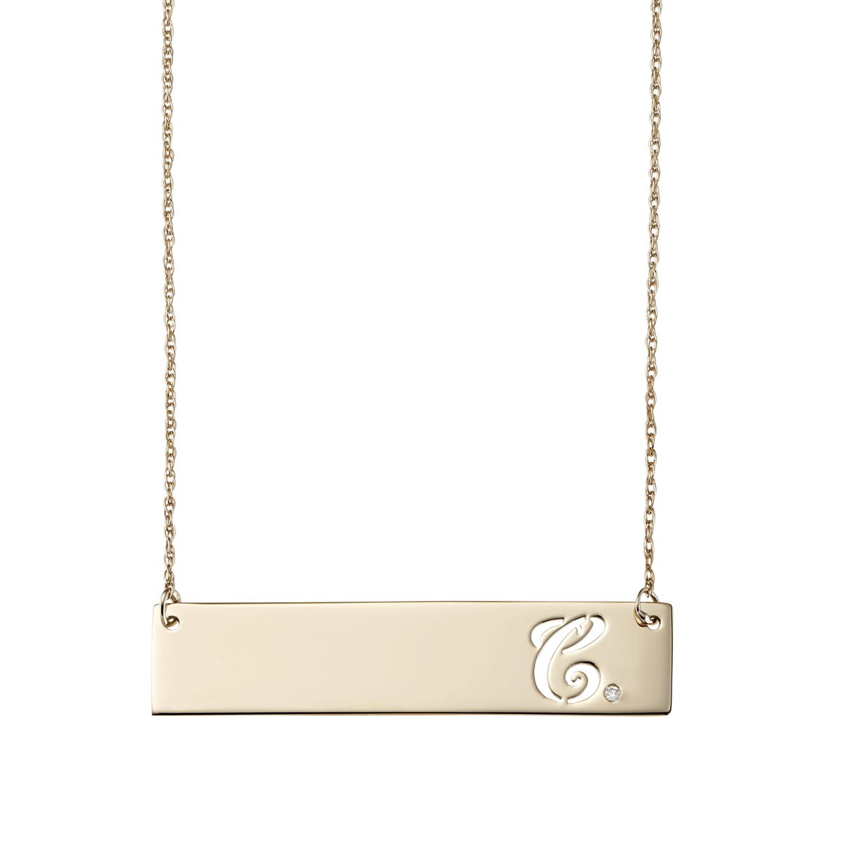 14k Gold Single Script Initial Necklace