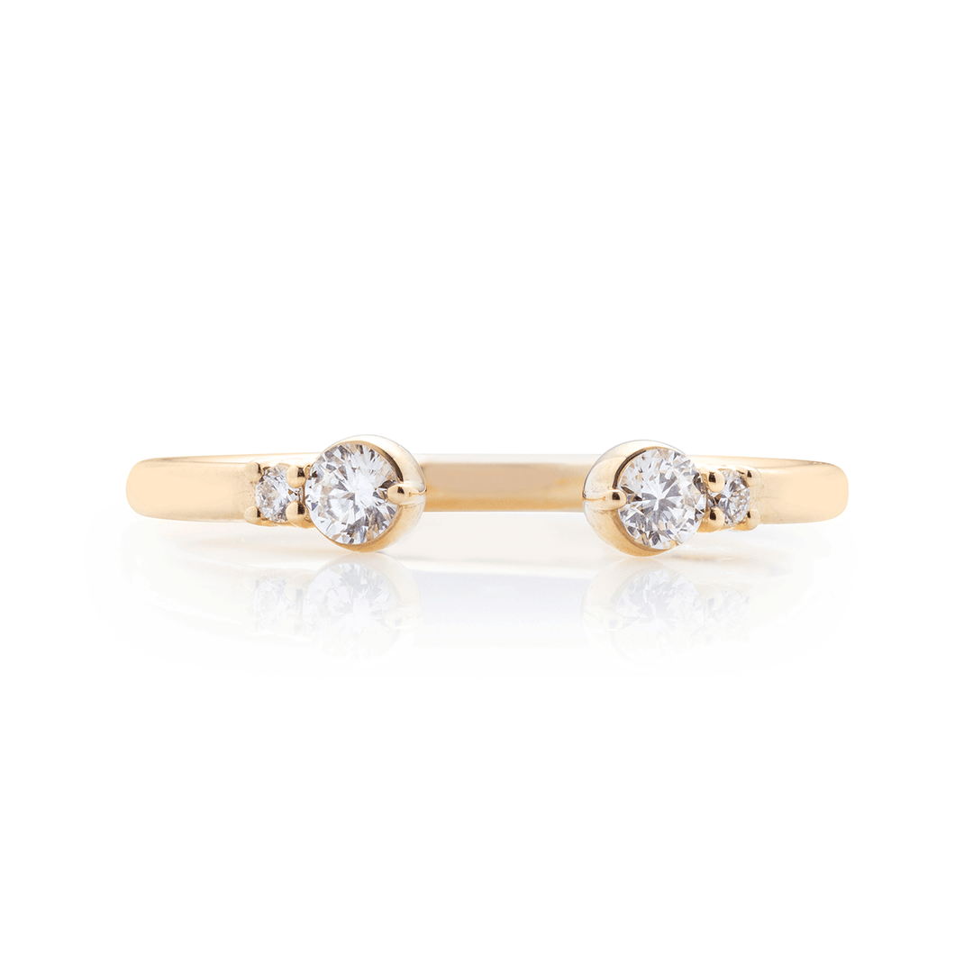 18k Yellow Gold and .19 Total Weight Diamond Open Design Band
