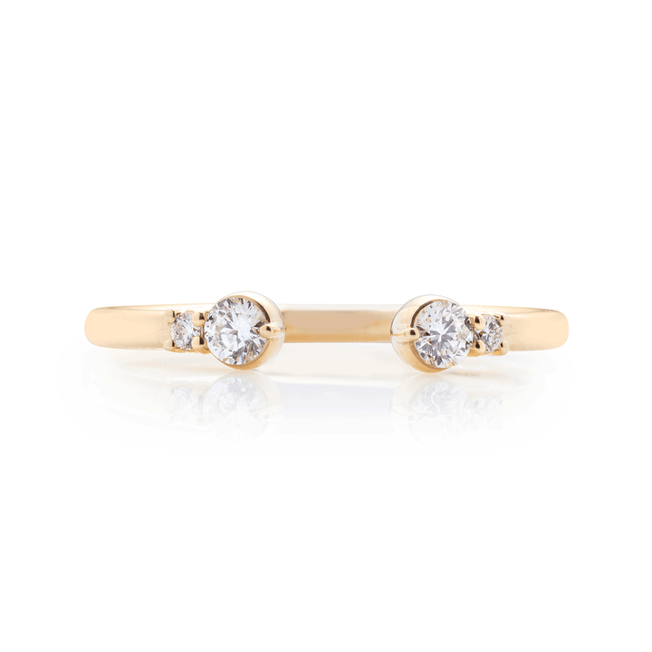 18k Yellow Gold and .19 Total Weight Diamond Open Design Band