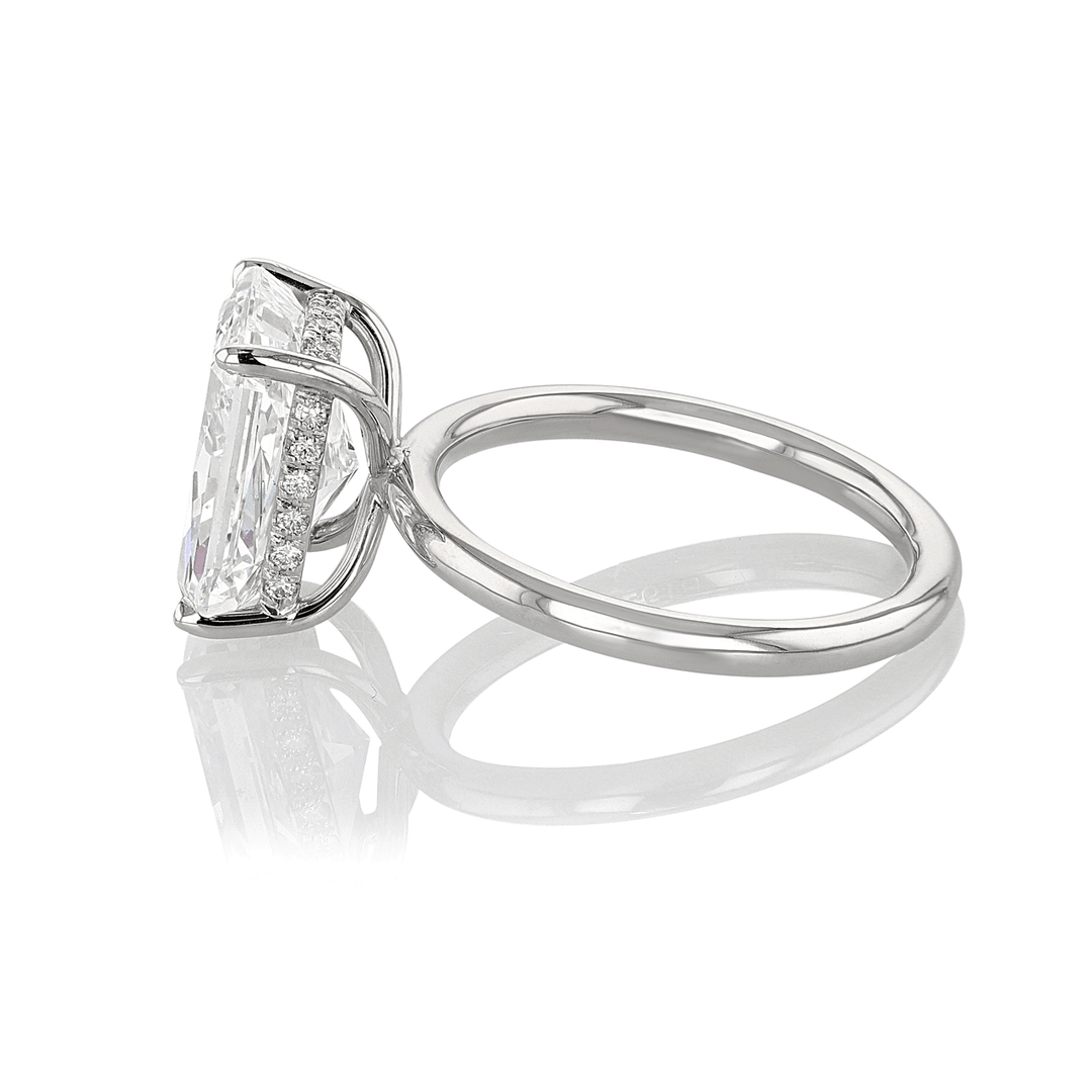 Hamilton Silhouette Platinum and Radiant Cut Diamond 5.02 Total Weight Engagement Ring