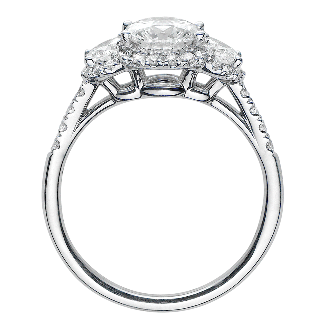 Lisette 18k White Gold 3 Stone Diamond Engagement Ring