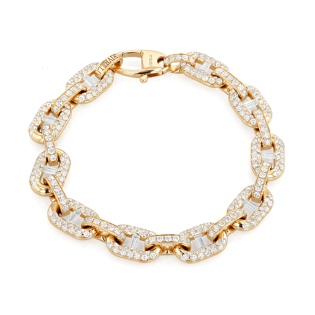 18k Rose Gold and 0.95 Total Weight Diamond Pave Link Bracelet