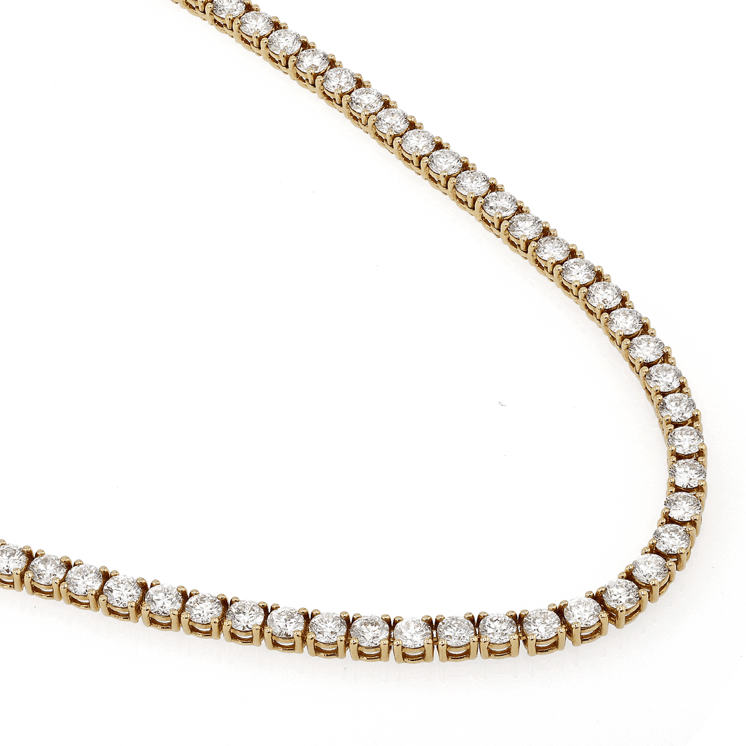 Hamilton Line Collection 18k Yellow Gold  and 14.18 Total Weight Natural Diamond  Line Necklace