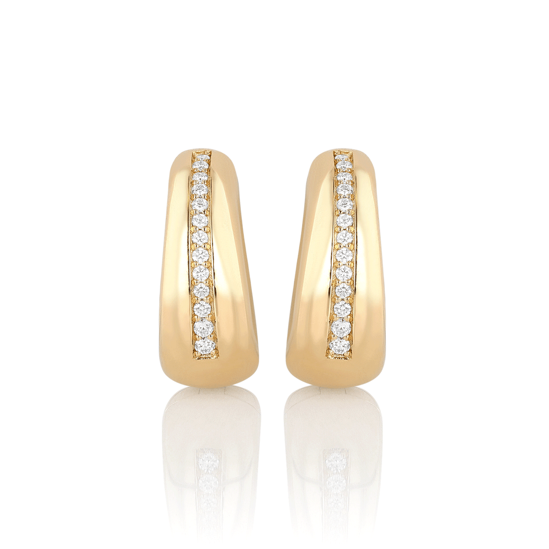 18k Yellow Gold .27 Total Weight Diamond Huggie Hoops