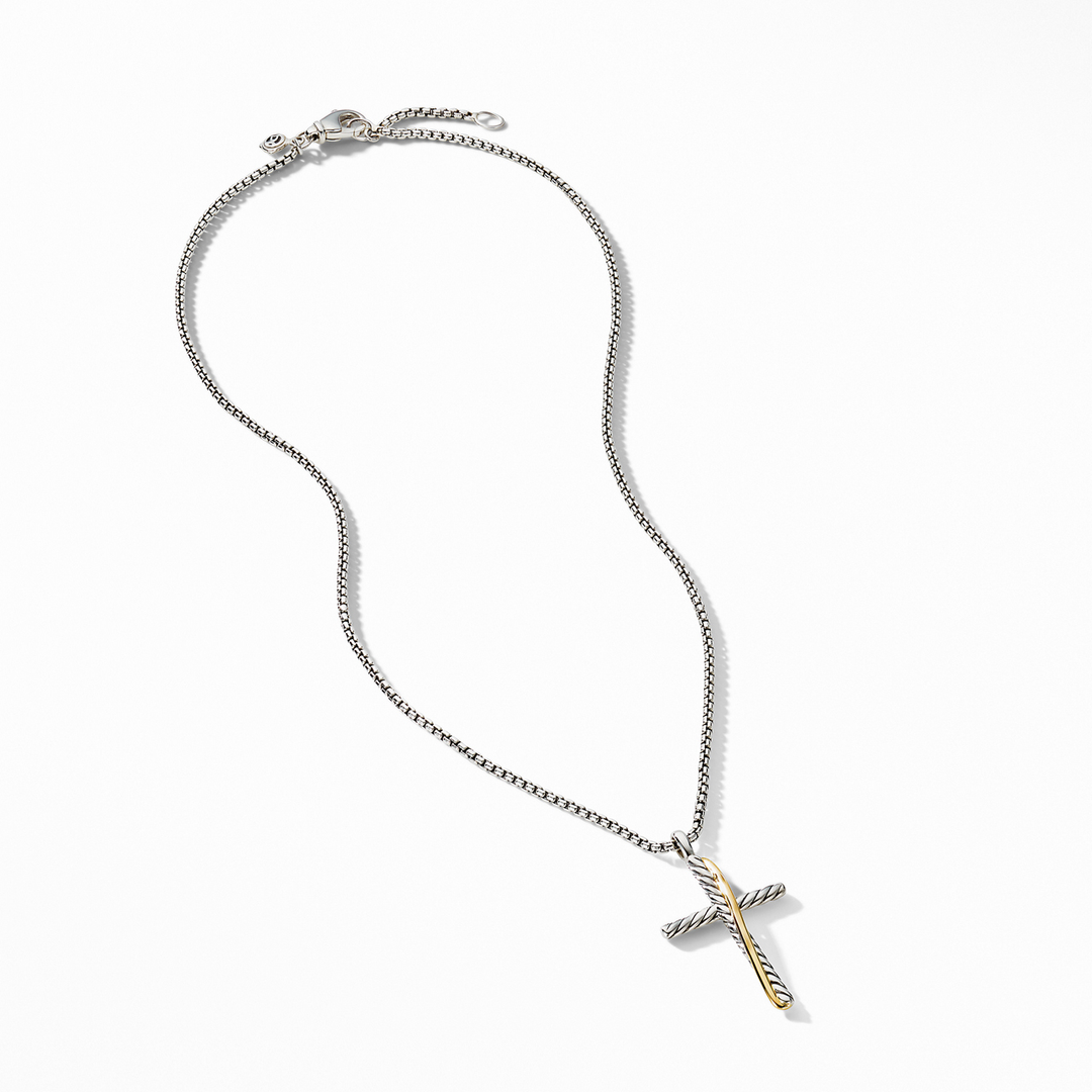 David Yurman The Crossover Collection Cross Necklace with 18k Yellow Gold
