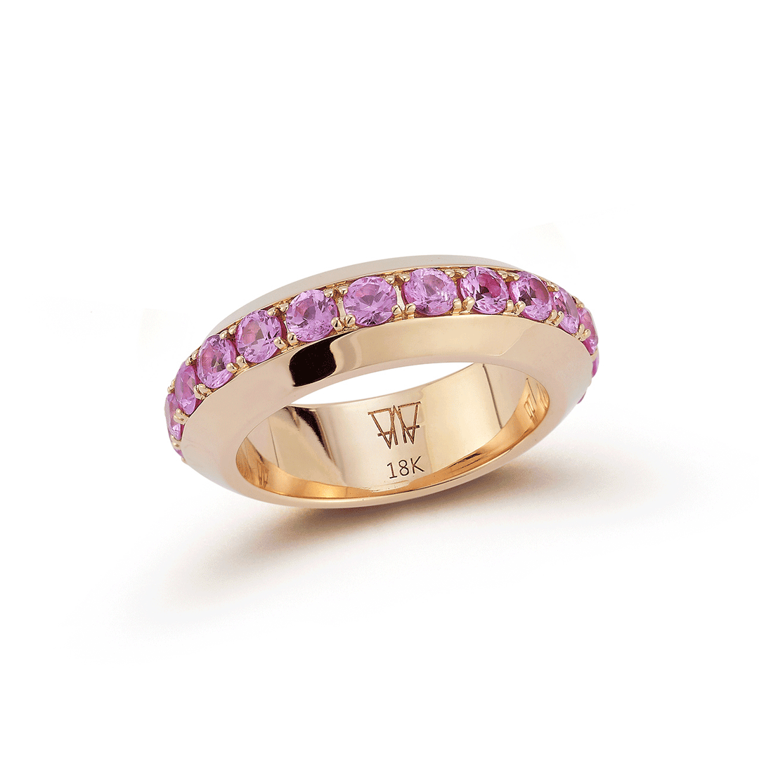 Walters Faith Grant 18k Rose Gold and Pink Sapphire Angled Band Ring